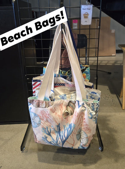 Beach Bag - Coral Seashell Print (Pink)